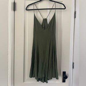 Flowy forest green open back dress